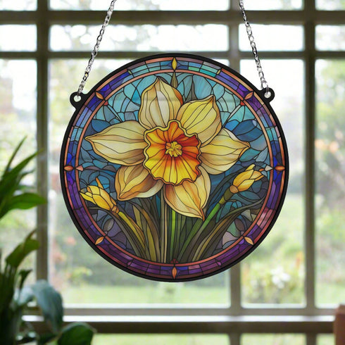 Daffodil Stained Glass Effect Suncatcher